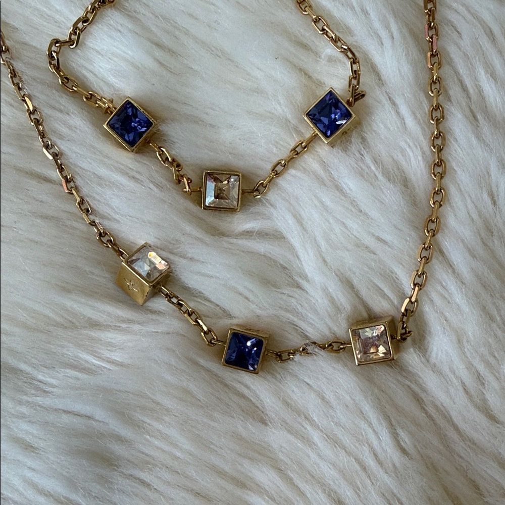 Louis Vuitton Collier Gamble Necklace and Bracelet Set with Crystal Cube Charms